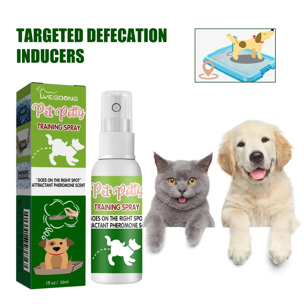 Potty Training Spray for Dogs & Cats - & Effective Housebreaking Aid with Hydrogenated Phellandrum & Lavender/Eucalyptus Oils, Pheromone-Based Odor Control, Potty Trainer for Puppies, Sprayer Bottle Included-like Design (30,