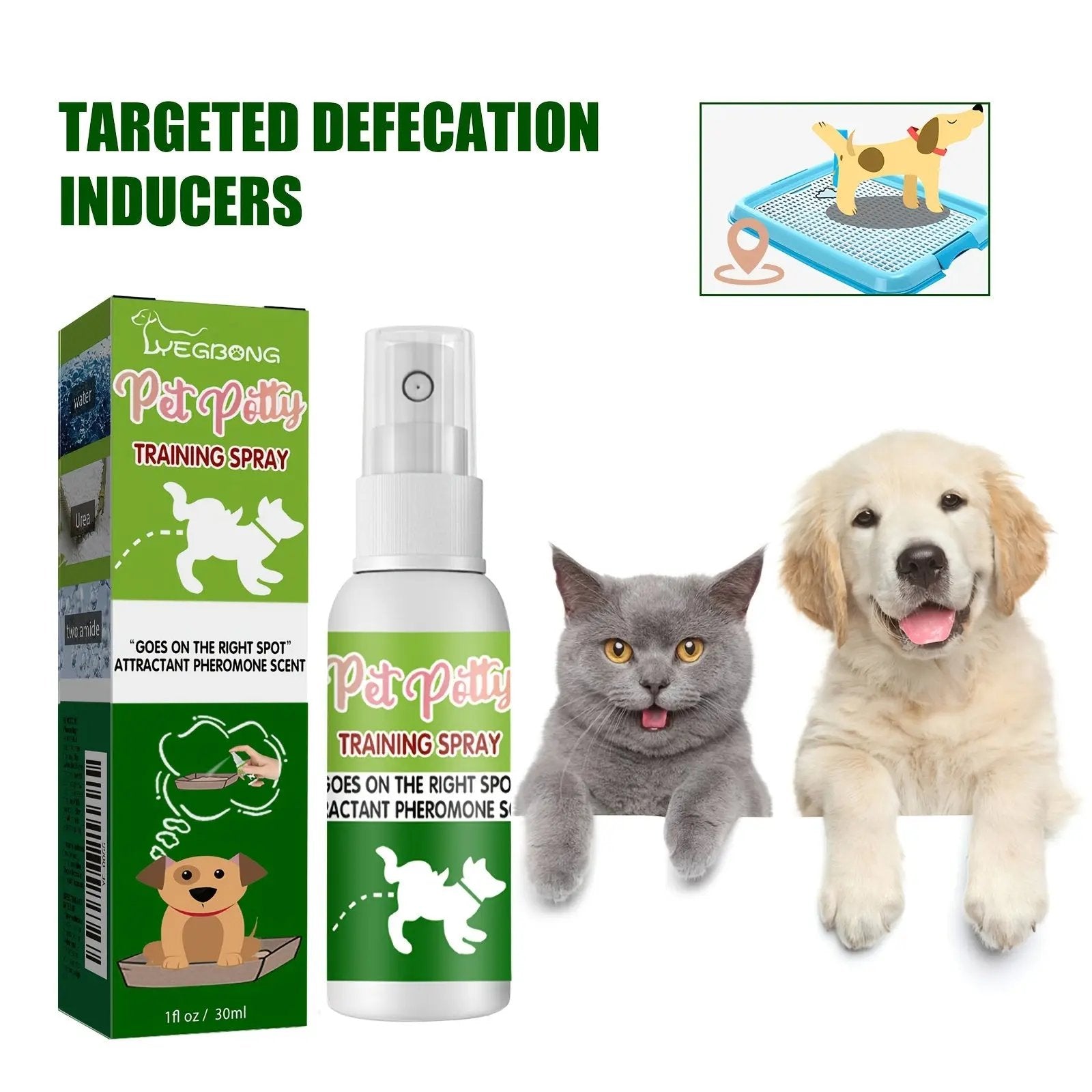 Potty Training Spray for Dogs & Cats - & Effective Housebreaking Aid with Hydrogenated Phellandrum & Lavender/Eucalyptus Oils, Pheromone-Based Odor Control, Potty Trainer for Puppies, Sprayer Bottle Included-like Design (30,
