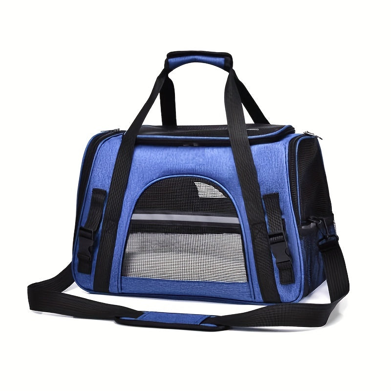 Portable Cat Carrier with Plush Mat - Large Capacity Breathable Travel Bag for Pet Outings, Zipper Closure, Ventilated Mesh & Soft Lining, Secure Straps for Car & Outdoor Use, Cat Travel Carrier, Secure Latching System - PAW-SOME PETS