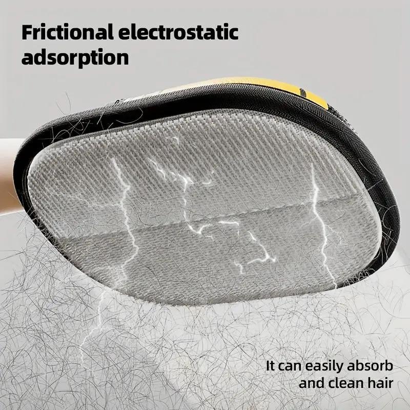 Upgraded Large Pet Static Hair Removal Gloves - Black Polypropylene Cat Grooming Gloves with Yellow Accents, 24.99cm*17.98cm, Efficient Pet Hair and Dander Removal, Essential Tool for Cats and Dogs | Stylish Pet Accessory | D