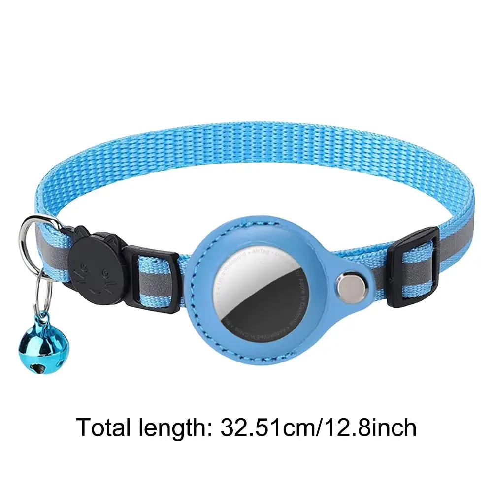 For Apple Airtag Cat Collar Reflective Pet Collar Safety Buckle GPS Tracker Holder Adjustable for Cat Kitten