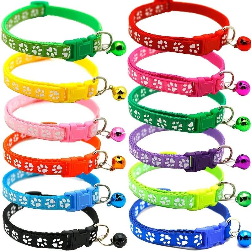 Adjustable Colorful Bell Collar for Dogs and Cats with Paw Print Design - Stylish and Safe Pet Accessory Christmas Gift PAW-SOME PETS