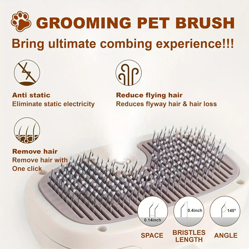 1pc USB Rechargeable Pet Grooming Brush for Cats & Dogs - Stainless Steel Bristles, Ergonomic Handle, Gentle on Sensitive Light, Ideal for Short & Long Hair, Promotes Healthy Coat, Pet Grooming Tool, Sleek Design, Durable Con