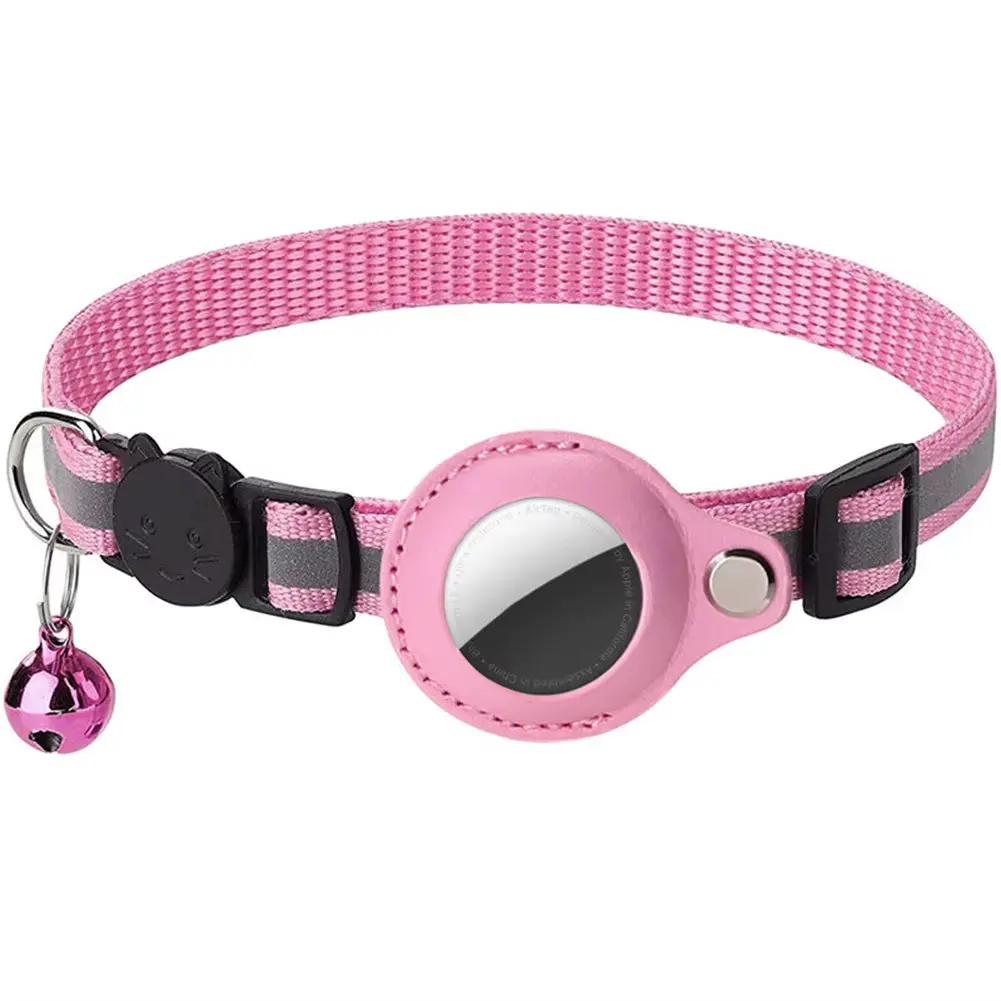 For Apple Airtag Cat Collar Reflective Pet Collar Safety Buckle GPS Tracker Holder Adjustable for Cat Kitten