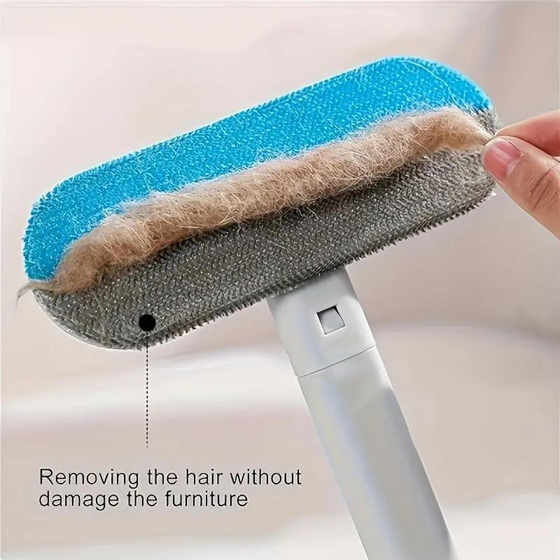 2-in-1 Dual-Action Pet Hair Remover Brush for Dogs & Cats - Bristles & Rubber Mats, Durable Plastic Handle, Reusable Lint Brush for Carpets, Upholstery - Efficient Fur Removal Tool, Gentle on Pets, Pet Grooming Accessory, Dua