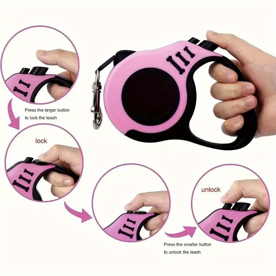 1pc/3pcs Pet Leash for Dogs and Cats Automatic Retractable Leash Pet Leash for Dogs and Cats, Sturdy Double Switch Design for Outdoor Activities - Automatic, Knot-Free, Tractor Dog Walker Leash is easy to handle and comfortab