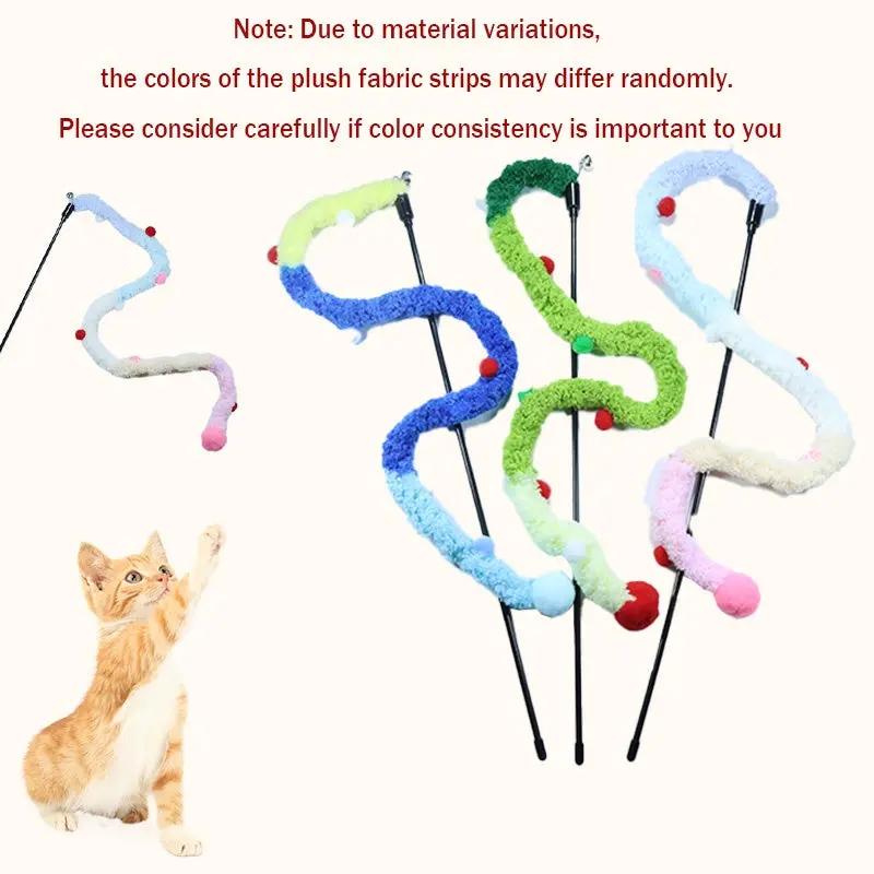 Interactive Cat Teaser Toy - Soft Plush Strip With Teasing Stick For Kitten Play - Pet Supplies For Fun And Exercise