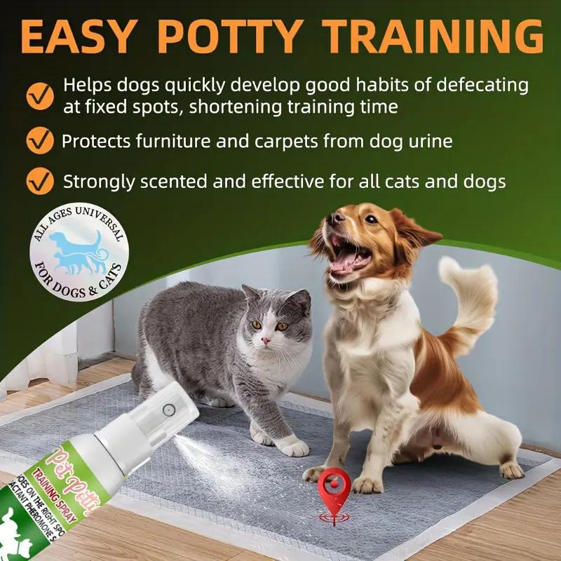 Potty Training Spray for Dogs & Cats - & Effective Housebreaking Aid with Hydrogenated Phellandrum & Lavender/Eucalyptus Oils, Pheromone-Based Odor Control, Potty Trainer for Puppies, Sprayer Bottle Included-like Design (30,