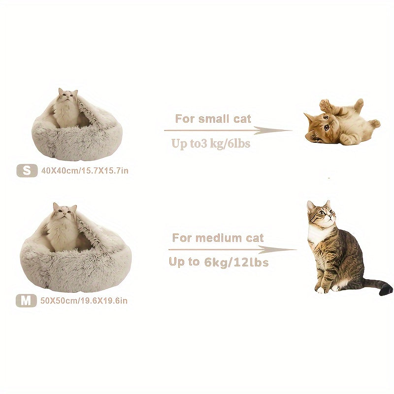Winter Universal Plush Round Hooded Pet Bed, Warm Dog Bed Bed Suitable for Small s and Dogs, Cozy Fluffy Soft Bed Dog Bed, Warm Donut Pet Mat for s and, Christmas Holiday Gift - PAW-SOME PETS