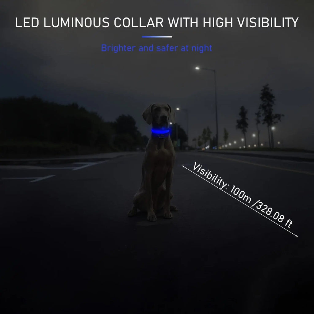 LED Webbing Collar, Suitable for Small to Medium Dogs - Keep Your Pet Safe and Visible During Nighttime Walks