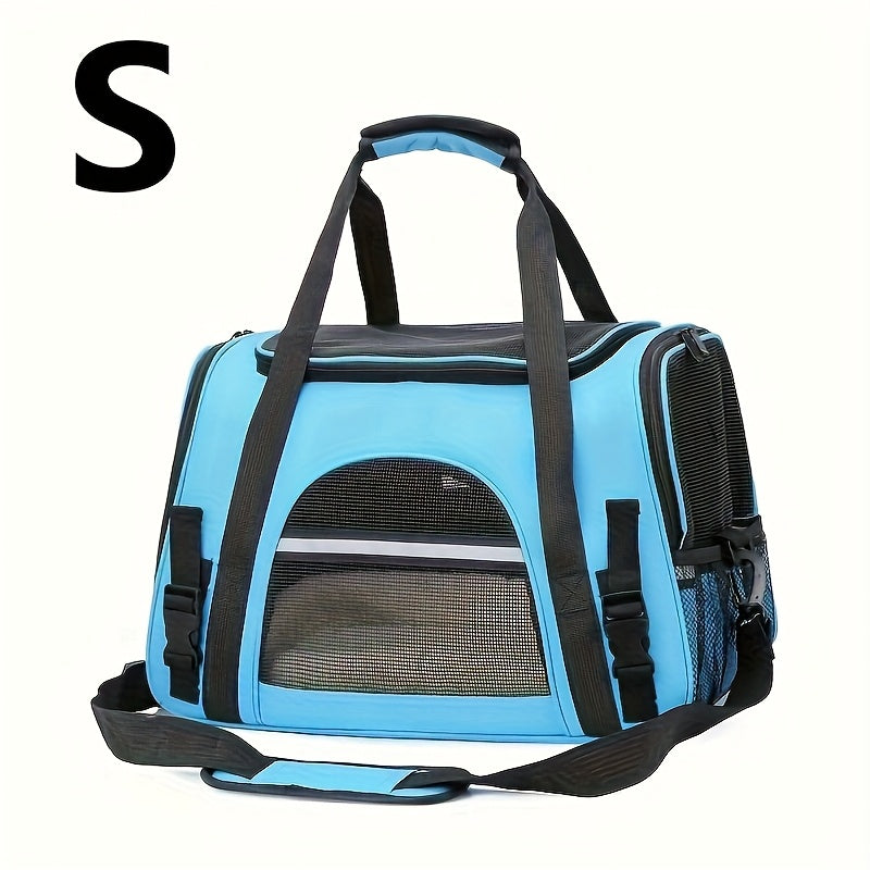Portable Cat Carrier with Plush Mat - Large Capacity Breathable Travel Bag for Pet Outings, Zipper Closure, Ventilated Mesh & Soft Lining, Secure Straps for Car & Outdoor Use, Cat Travel Carrier, Secure Latching System - PAW-SOME PETS