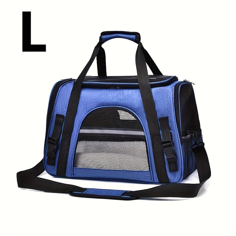 Portable Cat Carrier with Plush Mat - Large Capacity Breathable Travel Bag for Pet Outings, Zipper Closure, Ventilated Mesh & Soft Lining, Secure Straps for Car & Outdoor Use, Cat Travel Carrier, Secure Latching System - PAW-SOME PETS