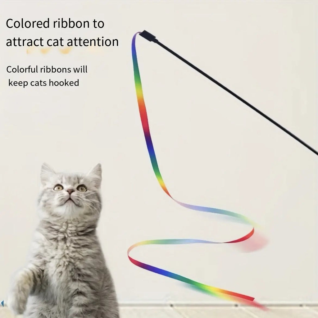 1pc Interactive Cat Toy With Cute Ribbon Teaser Stick For Endless Fun And Playtime