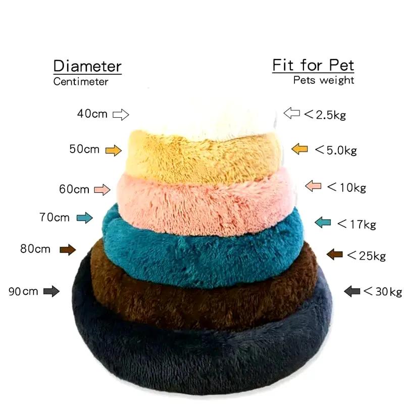 Round Dog Bed Winter Warm Cat Bed Plush Basket for Dog Washable Pet Bed for Small Medium Large Dog Sofa Cat