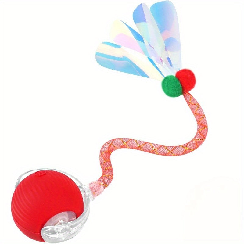 Smart Interactive Cat & Dog Toy Ball with USB Rechargeable Battery, Automatic Rolling Interactive Ball with Elastic Net Tail, Interactive Cat & Dog Toy for Siamese Cats - PAW-SOME PETS