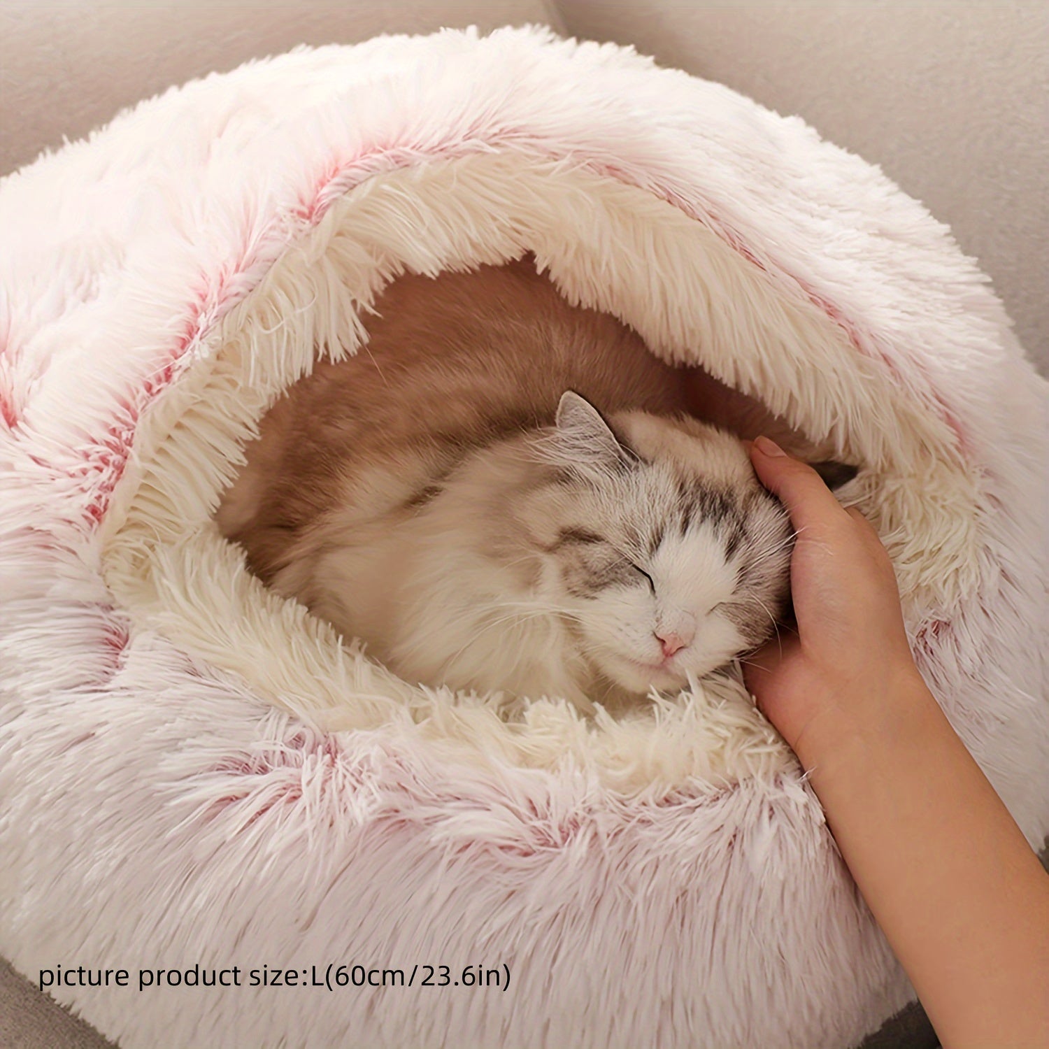 Winter Universal Plush Round Hooded Pet Bed, Warm Dog Bed Bed Suitable for Small s and Dogs, Cozy Fluffy Soft Bed Dog Bed, Warm Donut Pet Mat for s and, Christmas Holiday Gift - PAW-SOME PETS