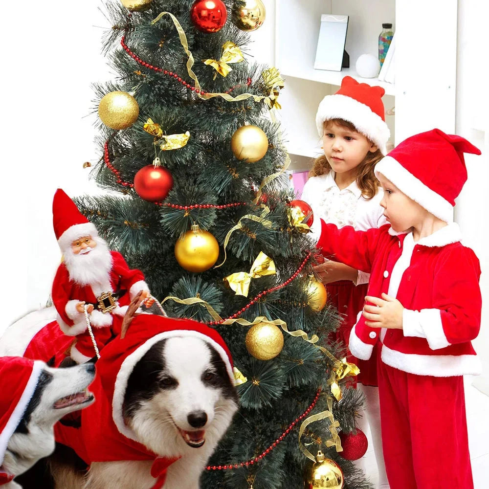 Dog Costume Santa Funny Christmas Dog Clothes Soft Velvet Adjustable Pet Riding Dress Up Suit for Small Big Dog Holiday Clothing PAW-SOME PETS
