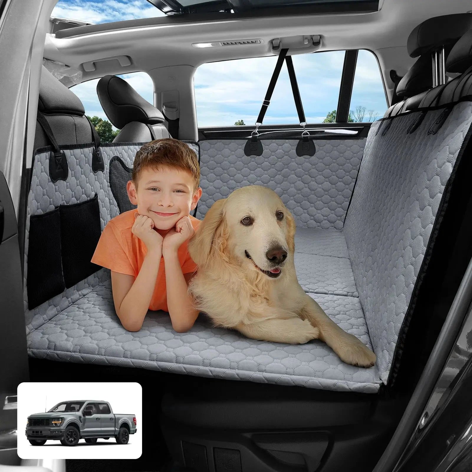 Car seat cover for dogs, cats and puppies, seat cushion blanket, travel hammock pad, car seat cover 60*30inch, gray PAW-SOME PETS