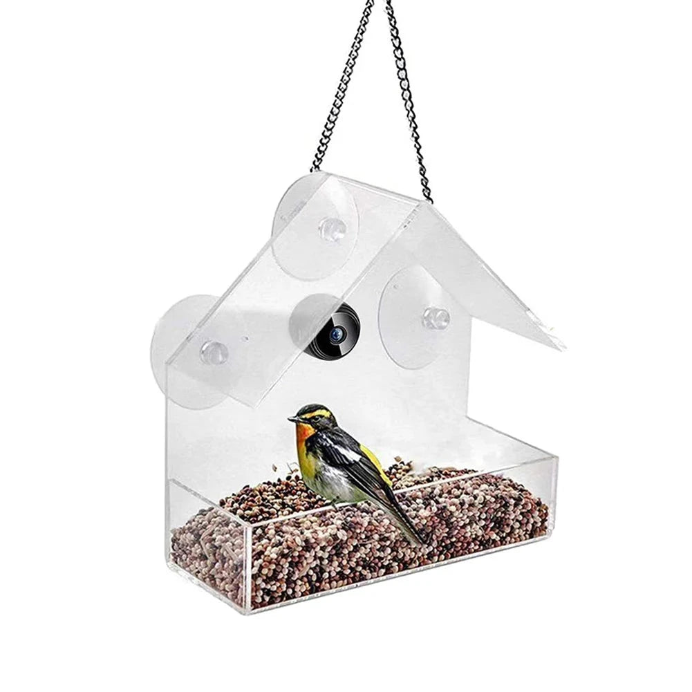 Smart Bird House Pet Feeder Acrylic with Camera Home Pet Bird Feeder Transparent 1080P HD Easy Installation Pet Accessories PAWN-SOME PETS