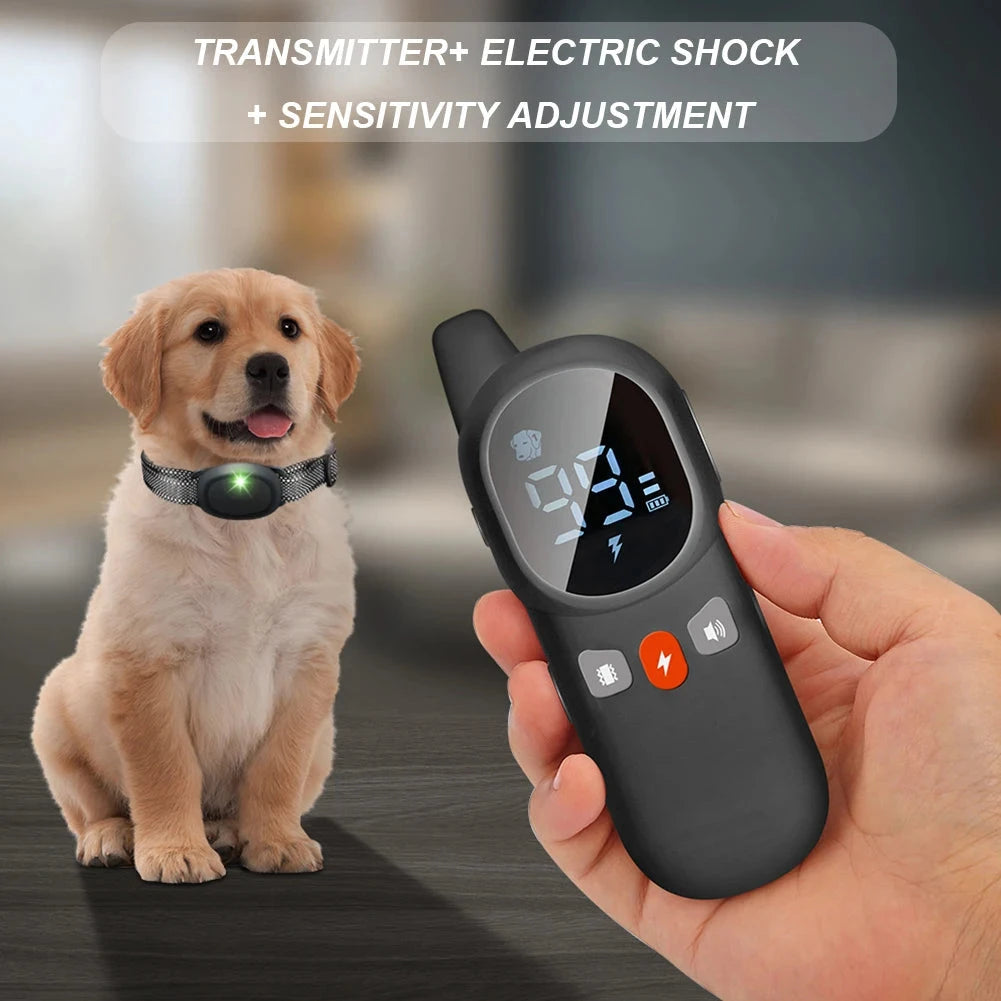 Dog Bark Collar Electric Dog Training Collar Sound Vibration Shock Rechargeable Remote Control Anti Bark Dog Collar Pet Clicker PAWN-SOME PETS