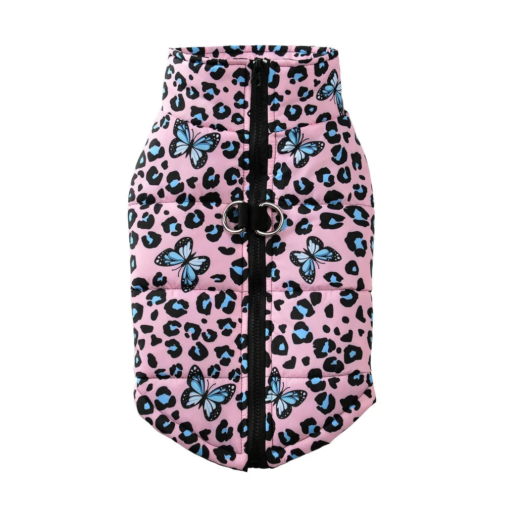 Winter Warm Dog Clothes For Small Medium Dogs Leopard Print Zipper Jacket Coat Windproof Waterproof French Bulldog Pet Outfits PAWN-SOME PETS