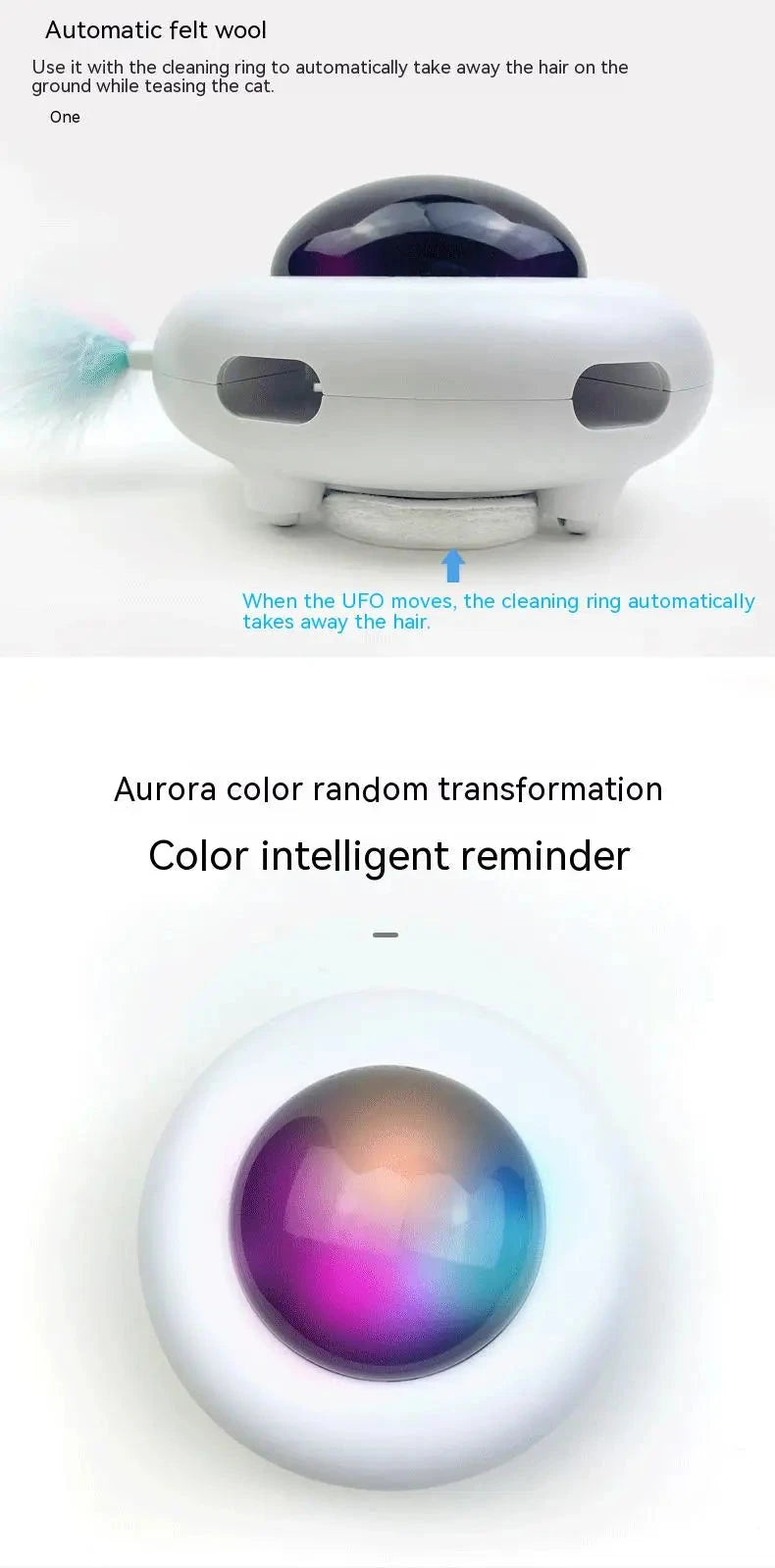 Cat Toy Smart Teaser UFO Pet Turntable Catching Training toys USB Charging Cat Teaser Replaceable Feather Interactive Auto PAWN-SOME PETS