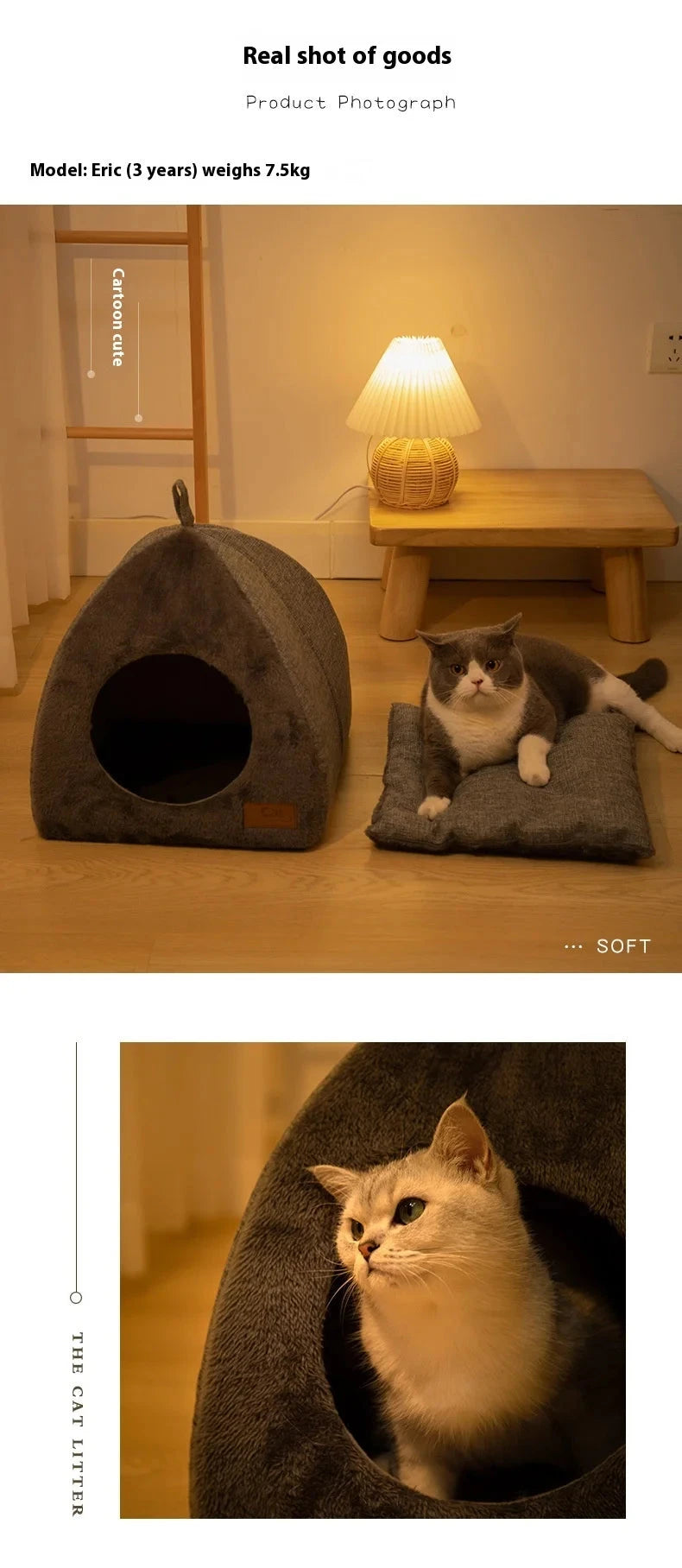 New Triangle Cat Nest Closed Cat House Pet Nest Warm and Thickened Deep Sleep Dog Nest Pet Supplies Closed Cat bed cat tents PAWN-SOME PETS