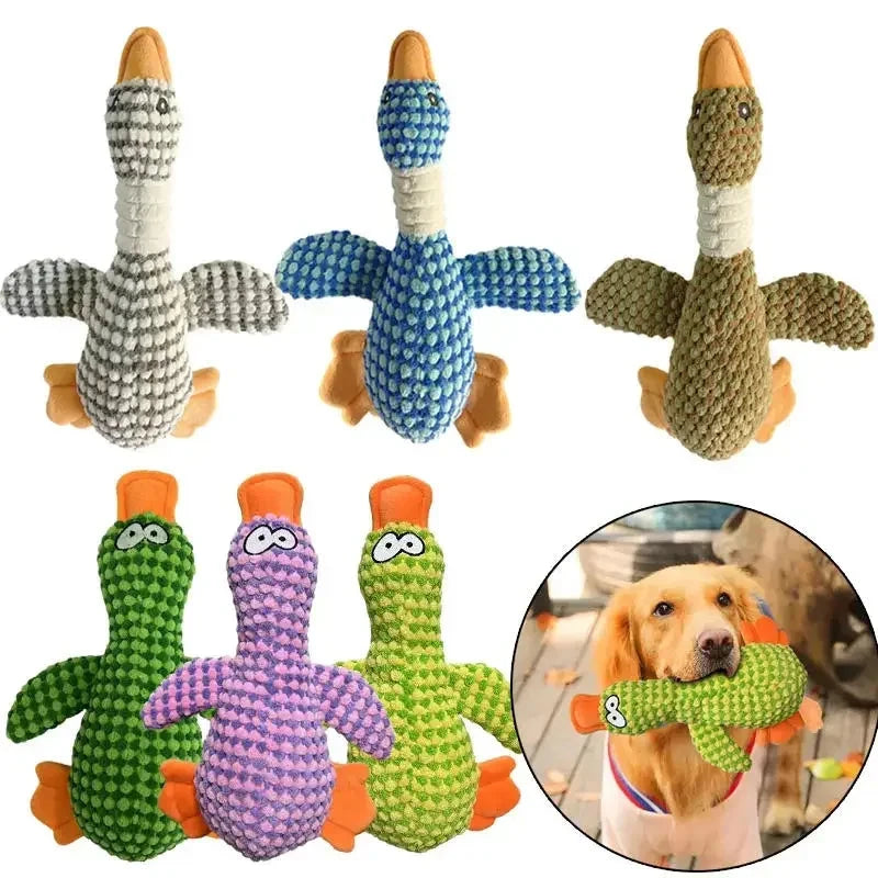 Cute Plush Dog Toys Pet Duck Squeak Toy for Puppy Sound Wild Goose Chew Toy for Small Middle Large Dogs Teeth Cleaning PAWN-SOME PETS