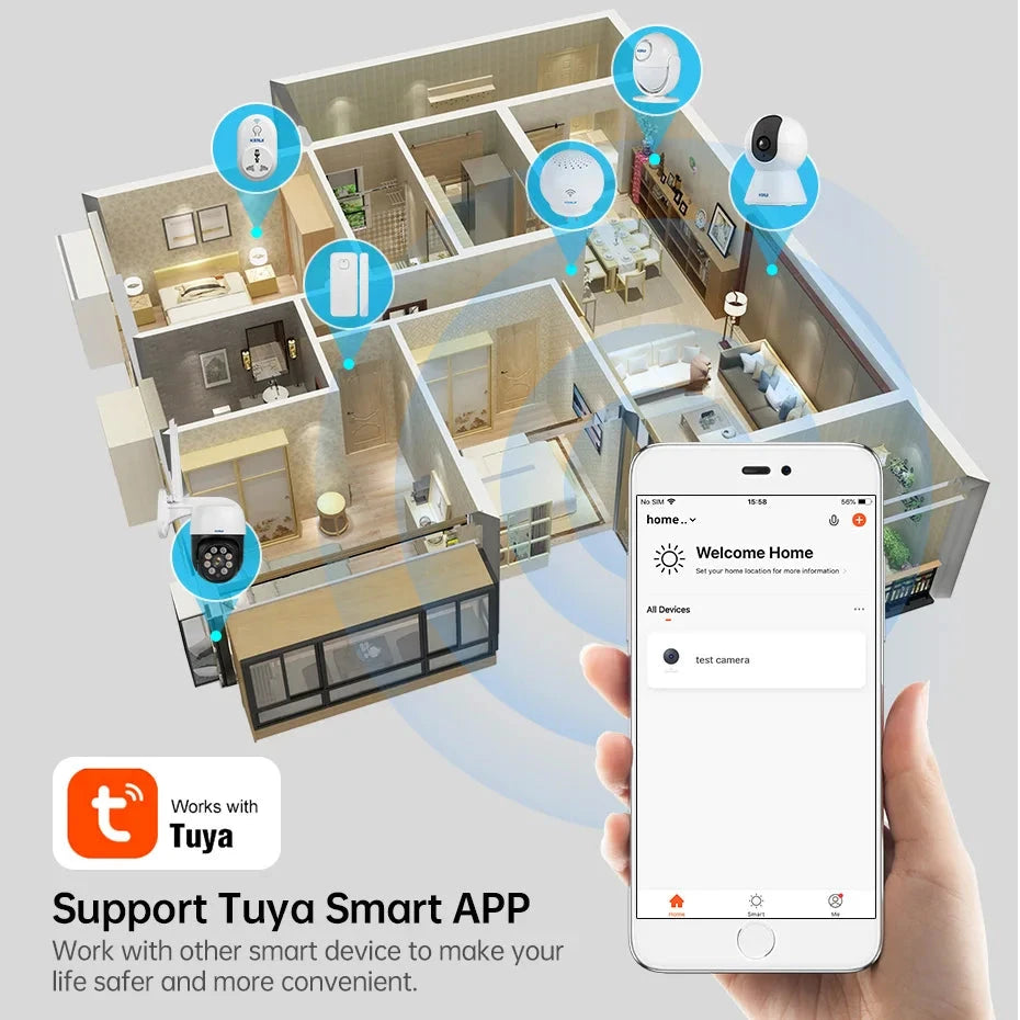 KERUI WiFi IP Camera For Pets Home Security Dog Cats Camera With Bracket Tuya Smart 4K HD Video Night Vision Surveillance Cam PAW-SOME PETS