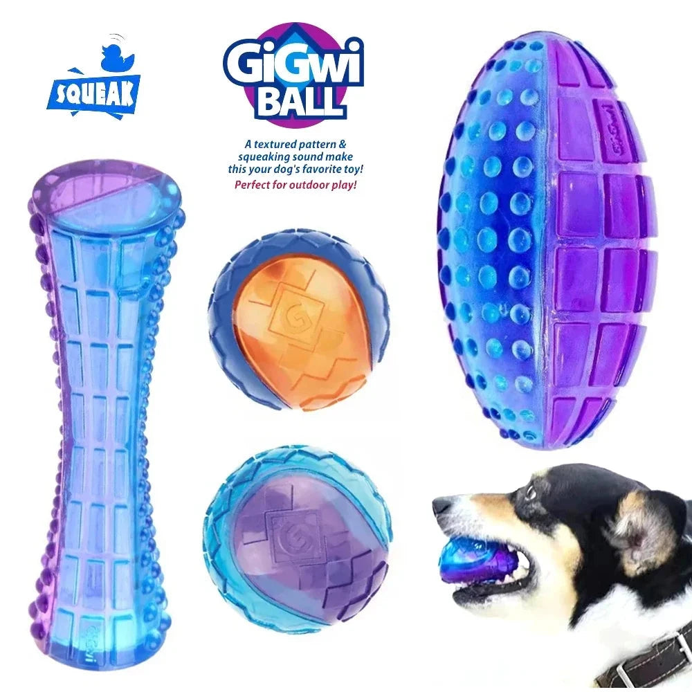 Gigwi Pet Toys Interactive Dog Ball G-Ball Series Squeaky Balls Dog Toys 2.5” for Small/Medium Dogs Bouncy And Assorted Colors PAWN-SOME PETS