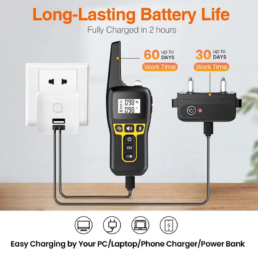 1000M Dog Training Collar ,Universal Dog Bark Collar,Waterproof Rechargeable ,Dog Shock Collar with Remote and Auto Modes Collar PAWN-SOME PETS