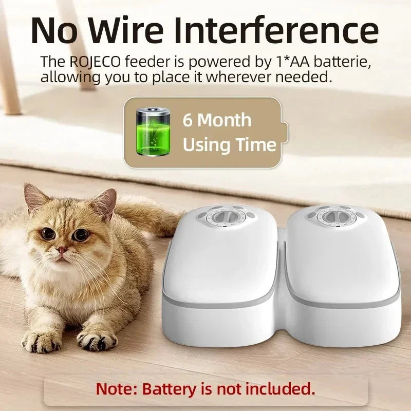 2 Meals Timed Automatic Dog Feeder Dual Bowls Smart Cat Food Dispenser Wet Dry Pet Food Dispenser Pet Feeder Cat Accessories PAW-SOME PETS