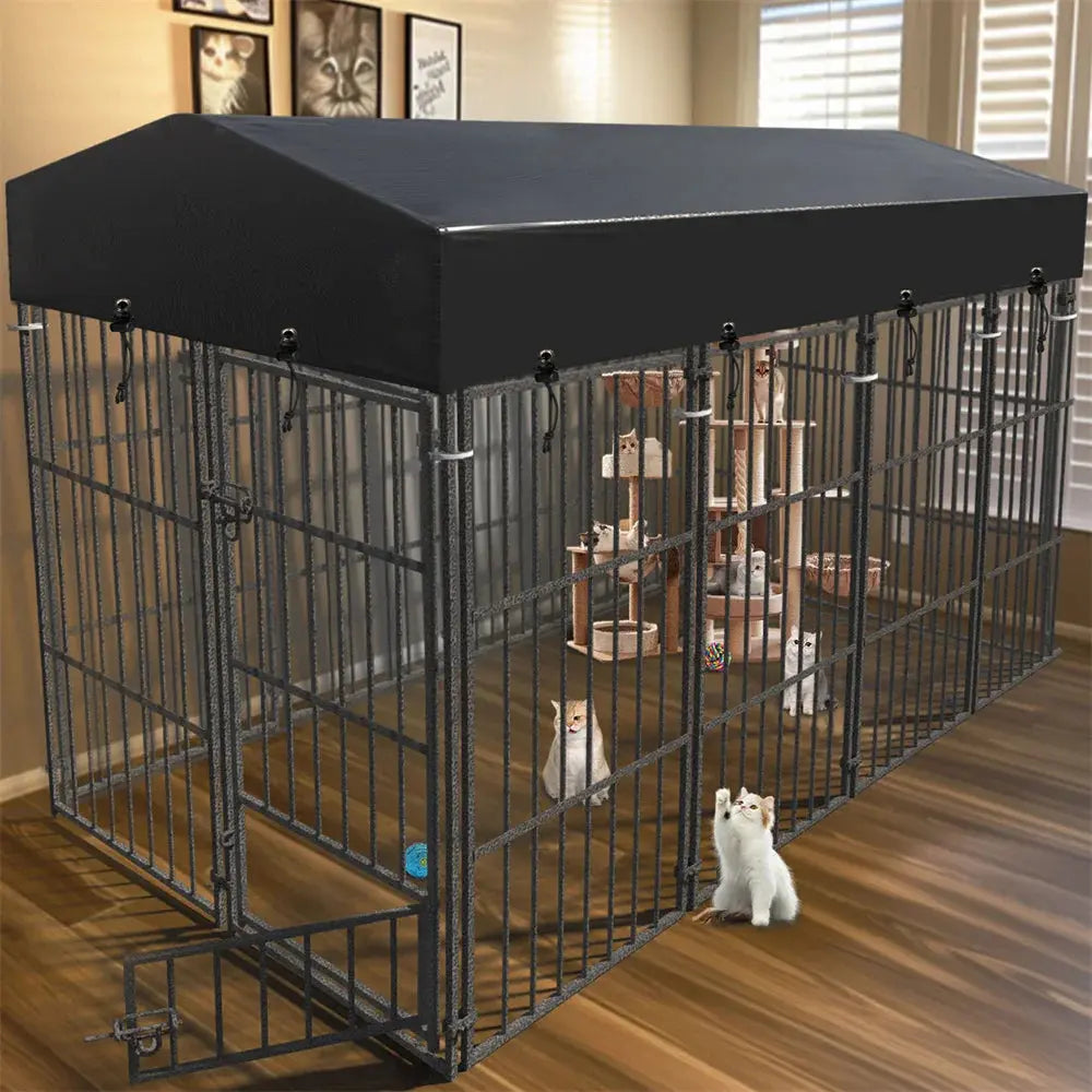Heavy Duty Large Dog Kennel Pet Welded Metal Playpen Animal Cage with Roof Cover Pet Run Enclosure Playpen House Outdoor Indoor PAWN-SOME PETS