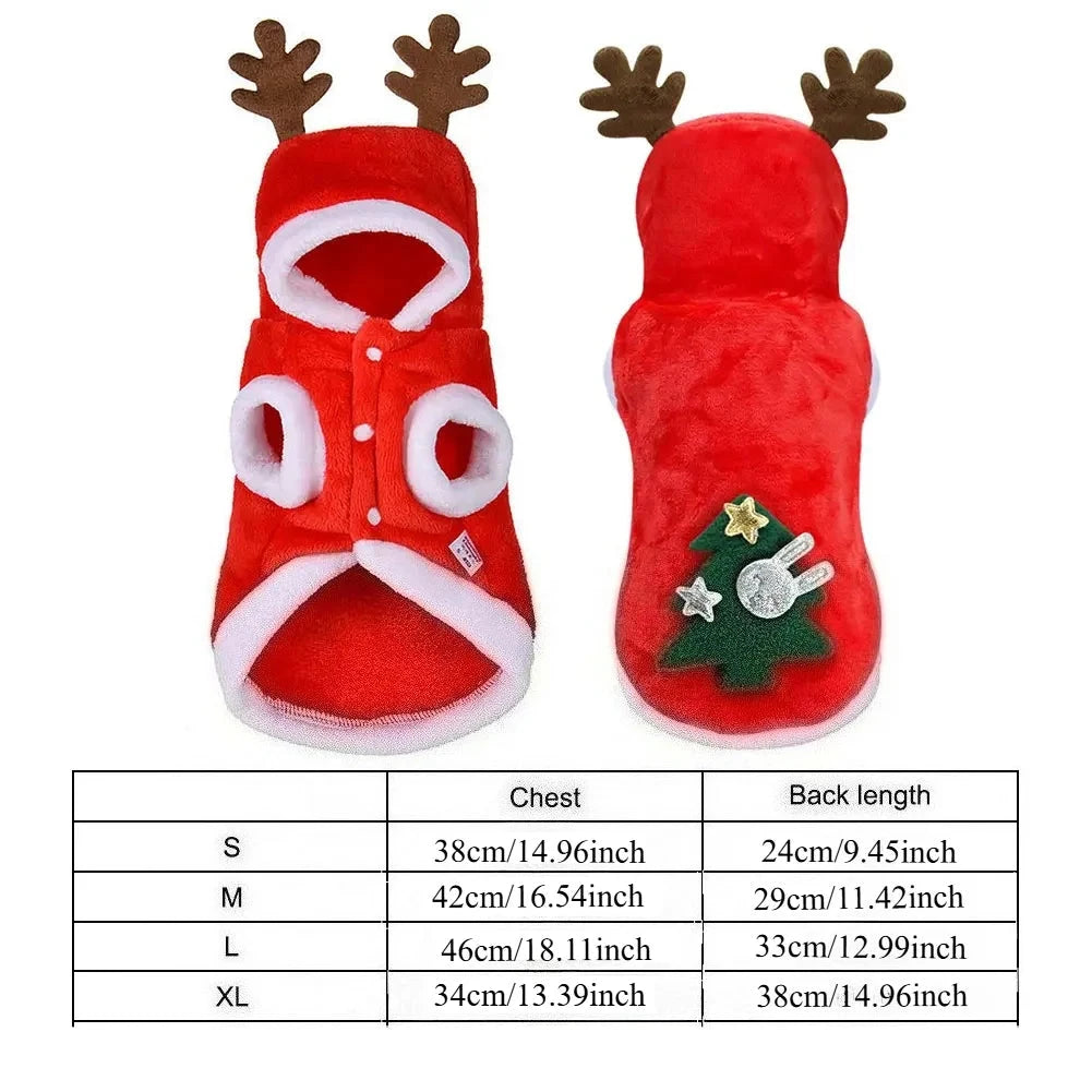 1pc Cat Christmas Clothes Winter Warm Pet Clothes for Small Medium Dogs Elk Santa Claus Dog Cats Coat Christmas Dogs Costume PAWN-SOME PETS
