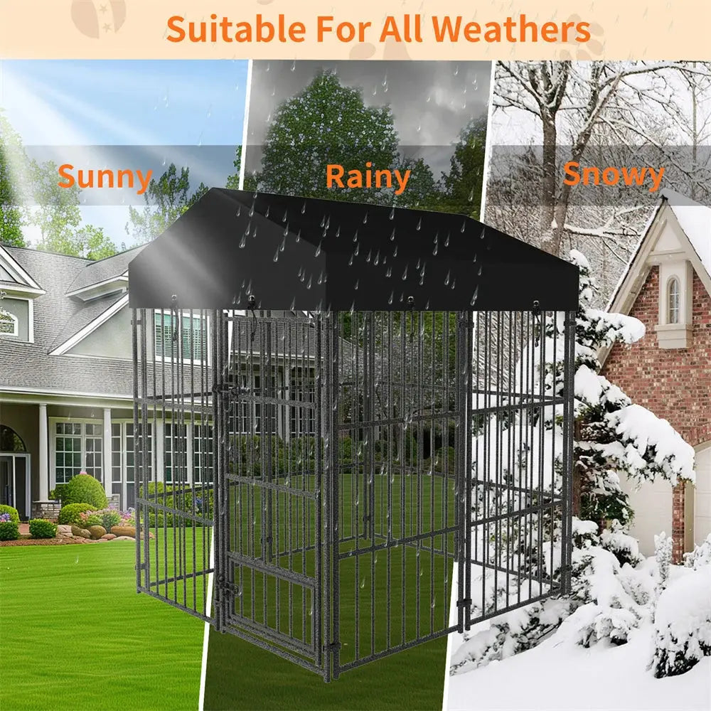 Heavy Duty Large Dog Kennel Pet Welded Metal Playpen Animal Cage with Roof Cover Pet Run Enclosure Playpen House Outdoor Indoor PAWN-SOME PETS