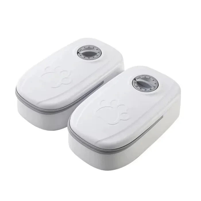 2 Meals Timed Automatic Dog Feeder Dual Bowls Smart Cat Food Dispenser Wet Dry Pet Food Dispenser Pet Feeder Cat Accessories PAW-SOME PETS