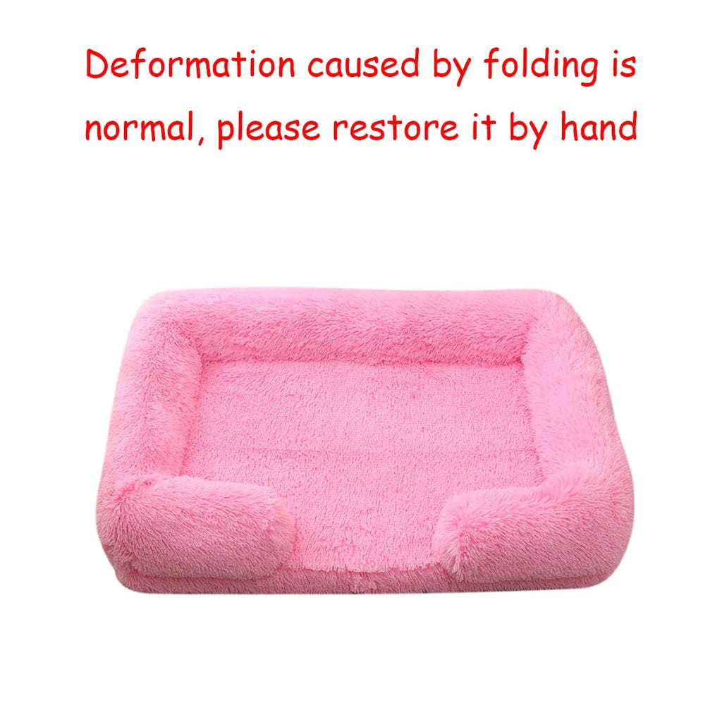 Square Dog Bed Plush Pet Bed Winter Thickened Pad House for Dogs Bed Cat Sofa for Flyffy Dogs Sleeping Bed Sofa Removable Mat PAWN-SOME PETS