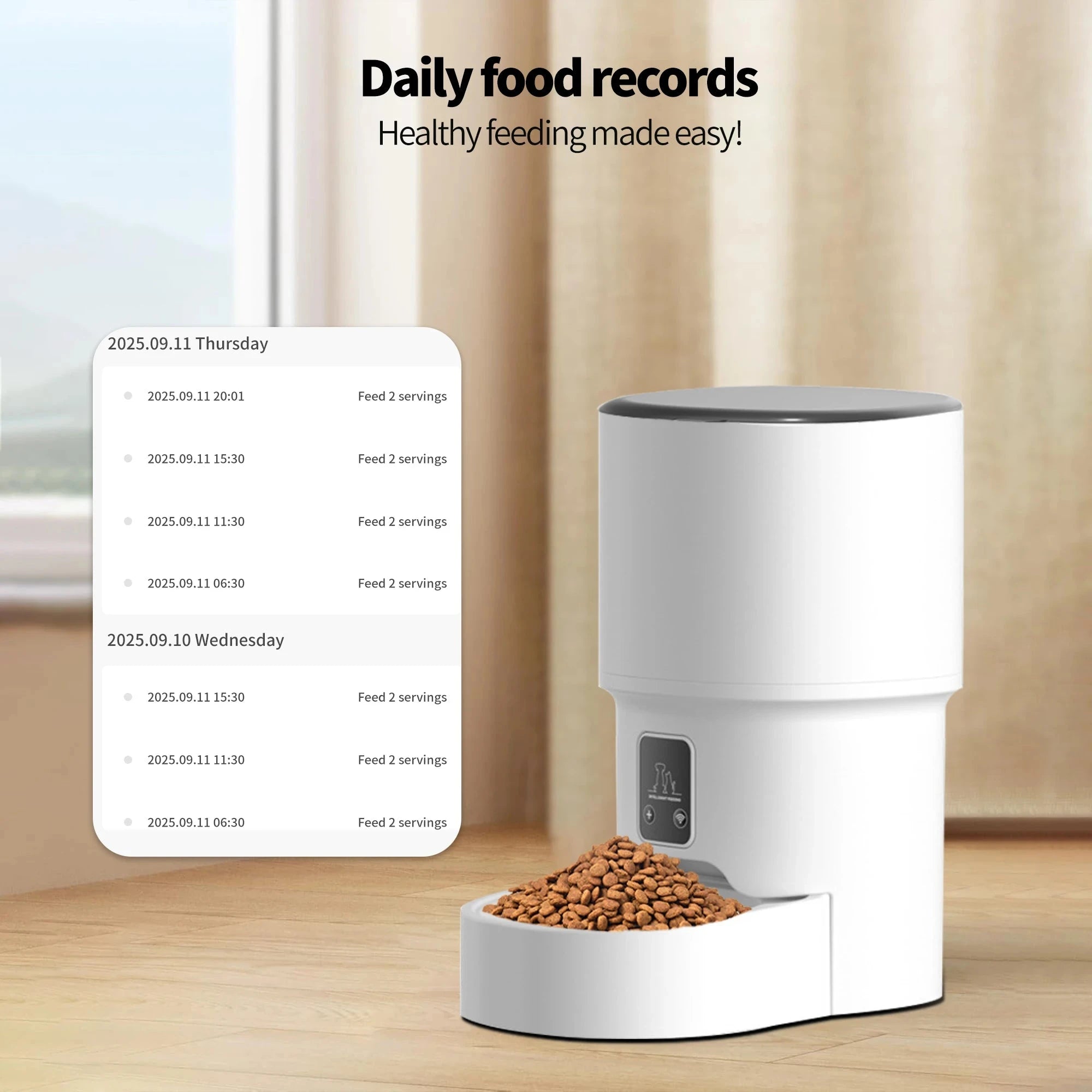 4L WIFI Button Automatic Cat Feeder Intelligent Cat and Dog Pet Feeder Smart Pet Cat Food Dispenser Pet Feeder(No 5V 1A plug) PAW-SOME PETS