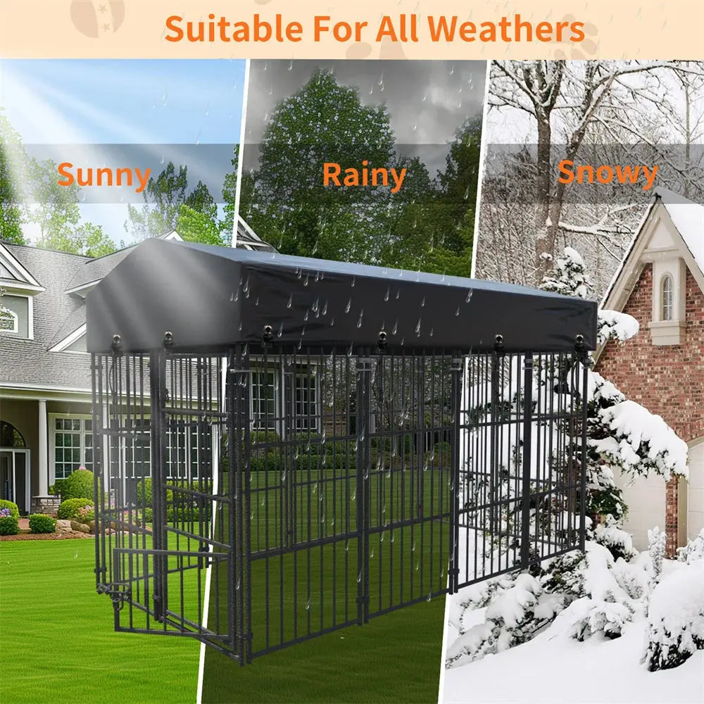 Heavy Duty Large Dog Kennel Pet Welded Metal Playpen Animal Cage with Roof Cover Pet Run Enclosure Playpen House Outdoor Indoor PAWN-SOME PETS