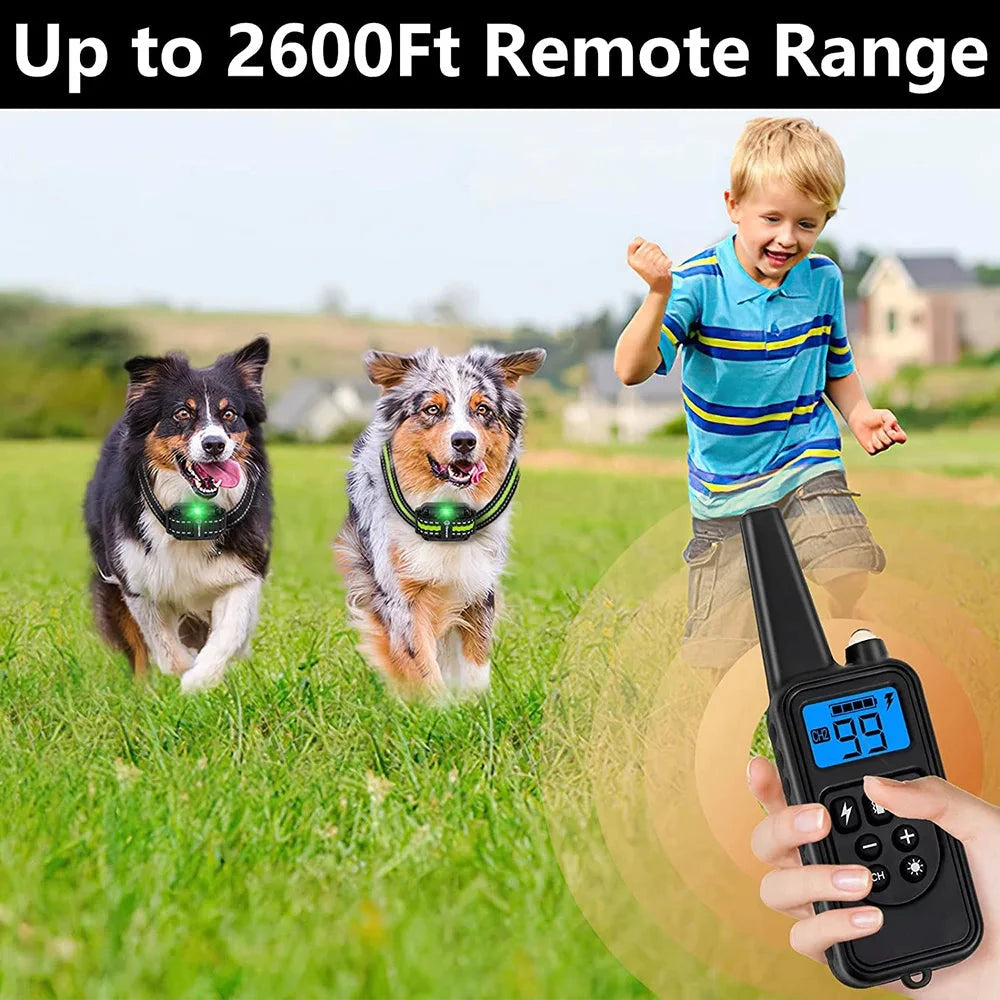 800m Digital Dog Training Collar Waterproof Rechargeable Remote Control Pet with LCD Display for All Size Shock Vibration Sound PAWN-SOME PETS
