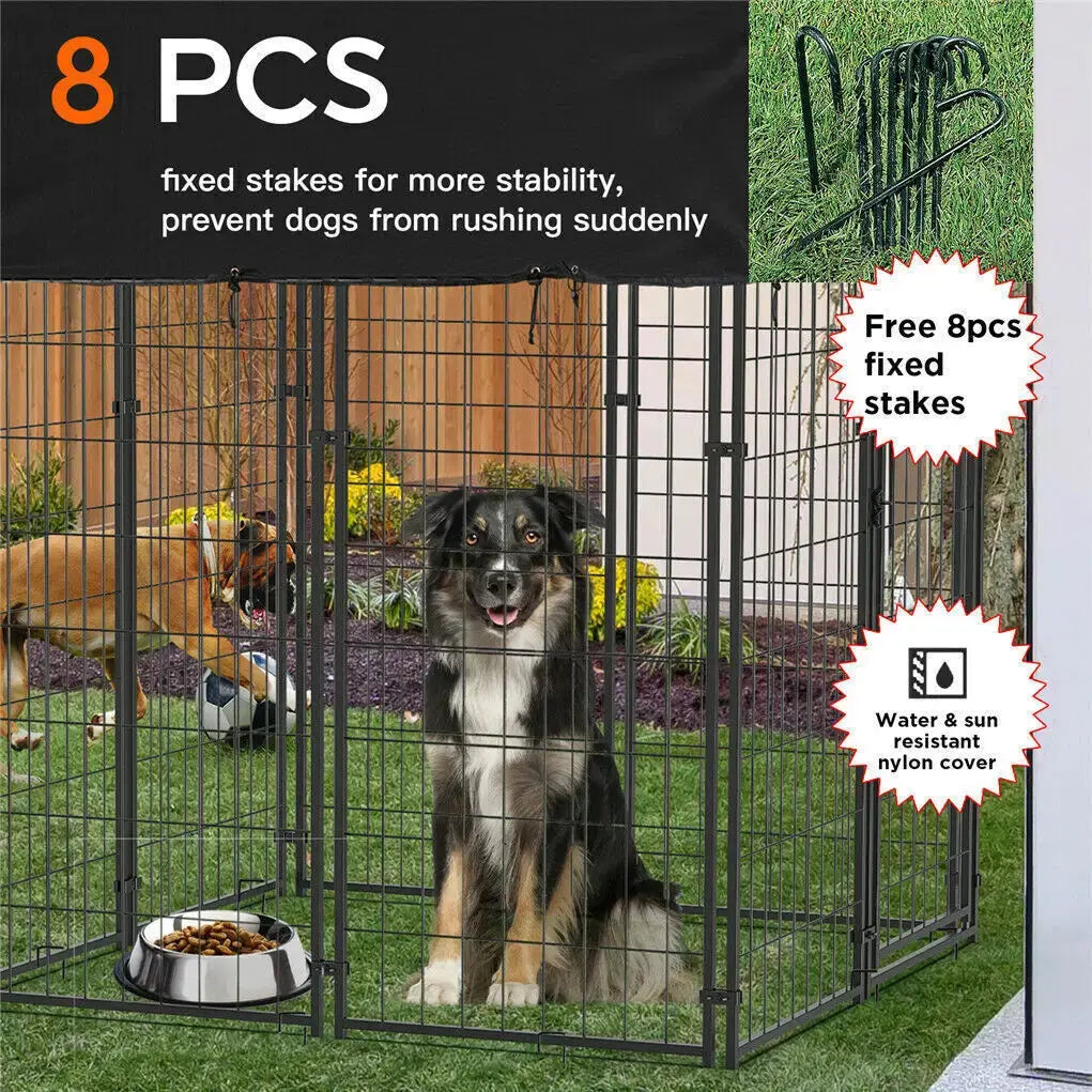 Oversize Dog Cage, Pet Run Enclosure, Playpen with Roof, for Outdoor Pet Kennel, High Fence PAWN-SOME PETS
