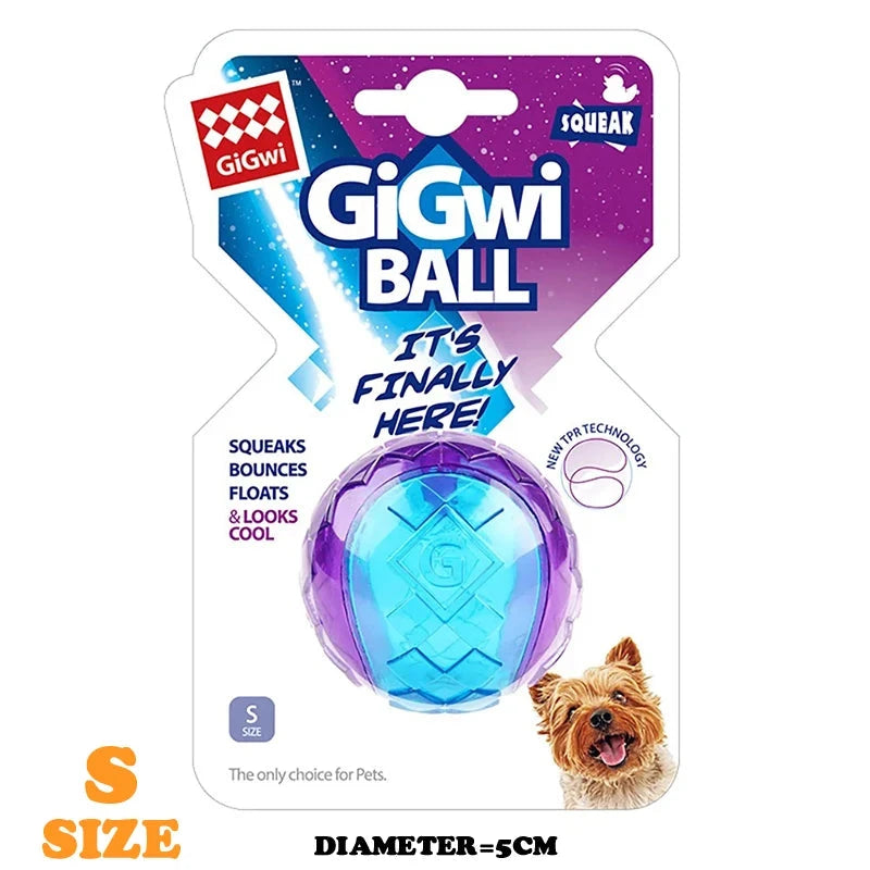 Gigwi Pet Toys Interactive Dog Ball G-Ball Series Squeaky Balls Dog Toys 2.5” for Small/Medium Dogs Bouncy And Assorted Colors PAWN-SOME PETS