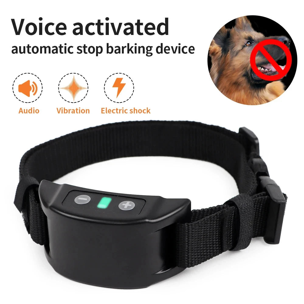 Automatic Bark Stop Device Electric Pet Dog Training Collar Adjustable Ultrasonic Barking Stop Fence Shock Vibration Dog Trainer PAWN-SOME PETS