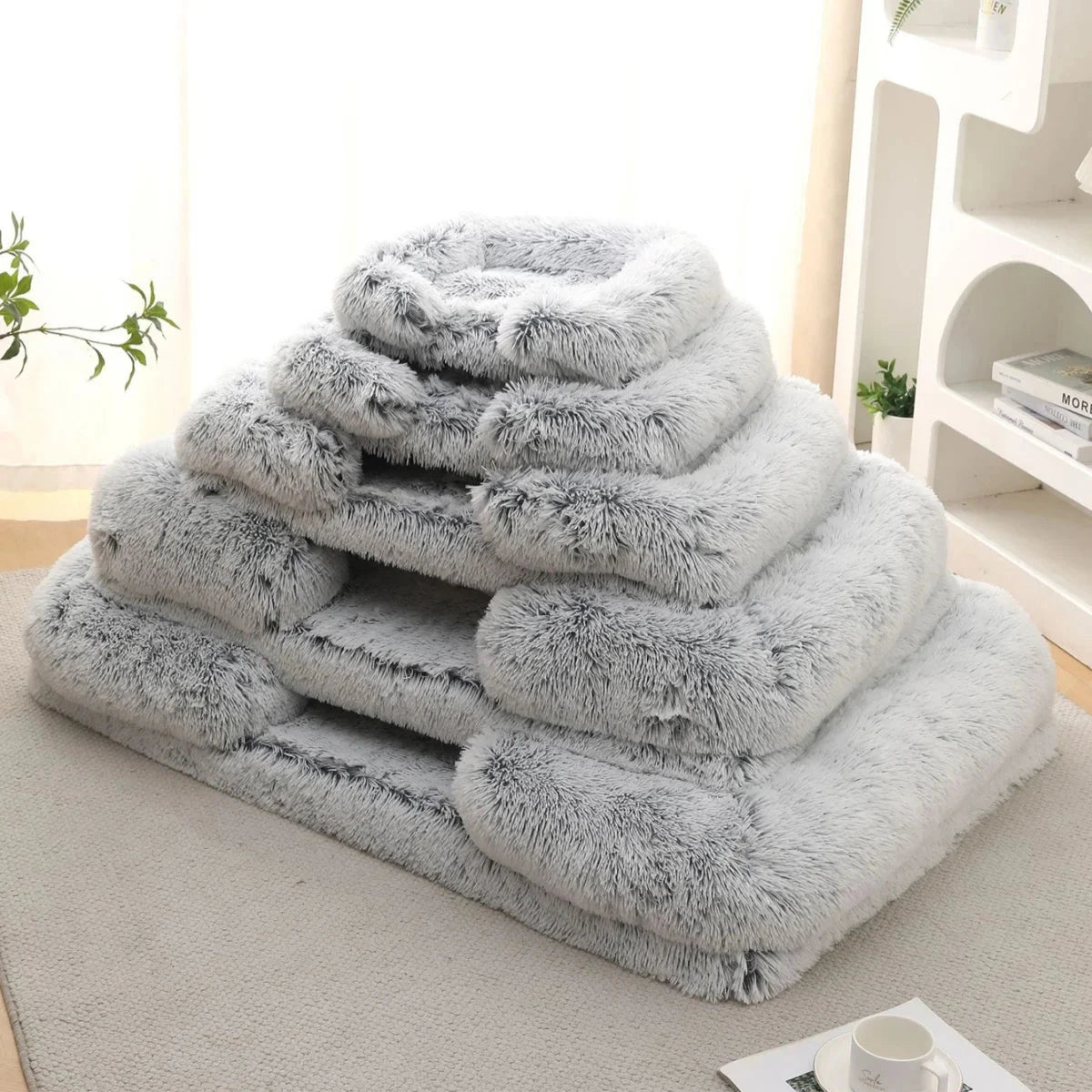 Square Dog Bed Plush Pet Bed Winter Thickened Pad House for Dogs Bed Cat Sofa for Flyffy Dogs Sleeping Bed Sofa Removable Mat PAWN-SOME PETS