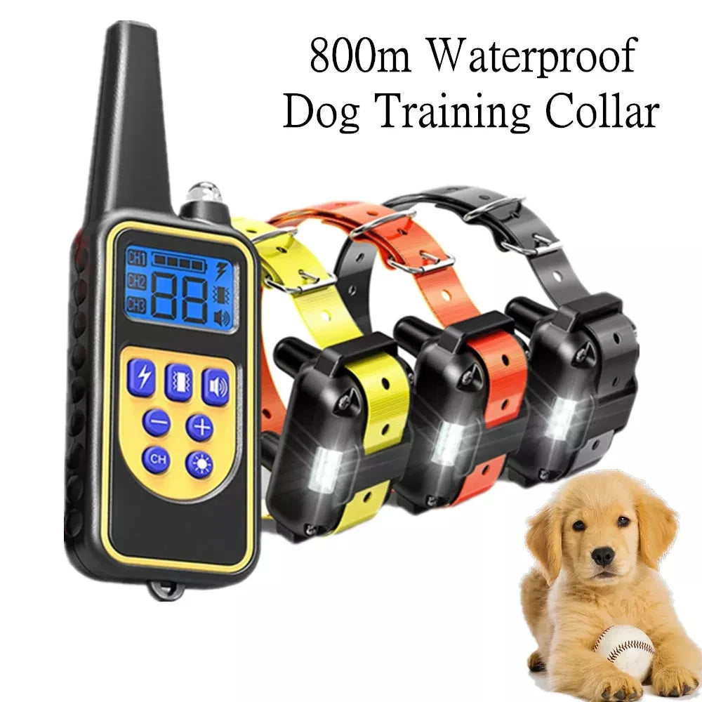 800m Digital Dog Training Collar Waterproof Rechargeable Remote Control Pet with LCD Display for All Size Shock Vibration Sound PAWN-SOME PETS
