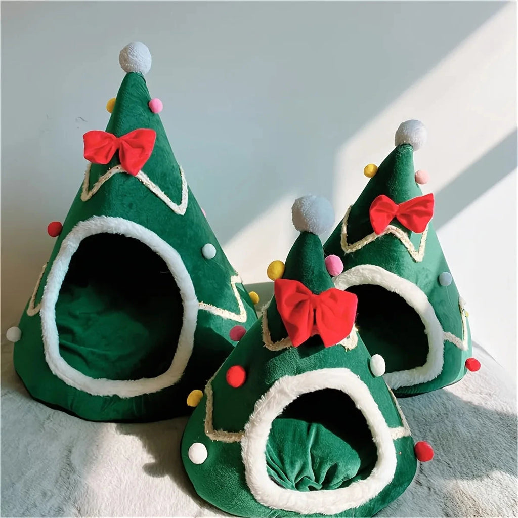 Cats Bed Christmas Pet Supplies for Winter Houses Warm Dog All Accessories Things Kitten Products Beds Puppy Goods Habitats Mat PAWN-SOME PETS