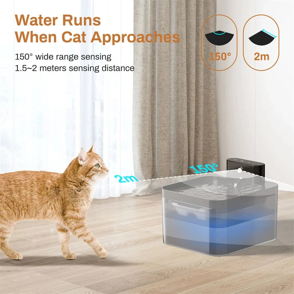 2.2L Wireless Charging Induction Cat Dog Water Feeder Charging Sensor Automatic Large Capacity Pet Drinking Fountain Bowl PAWN-SOME PETS
