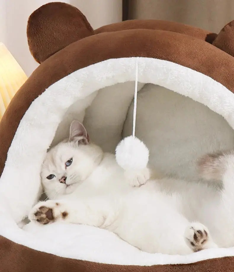 New Cute Mongolian Yurt Pet Nest Home Pet Supplies Semi Closed Panda Nest Fun Cat Playful Autumn and Winter Warm Dog Nest PAWN-SOME PETS