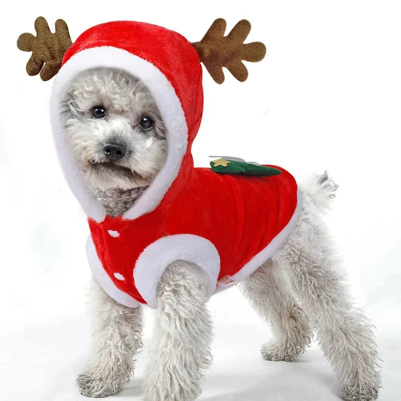1pc Cat Christmas Clothes Winter Warm Pet Clothes for Small Medium Dogs Elk Santa Claus Dog Cats Coat Christmas Dogs Costume PAWN-SOME PETS