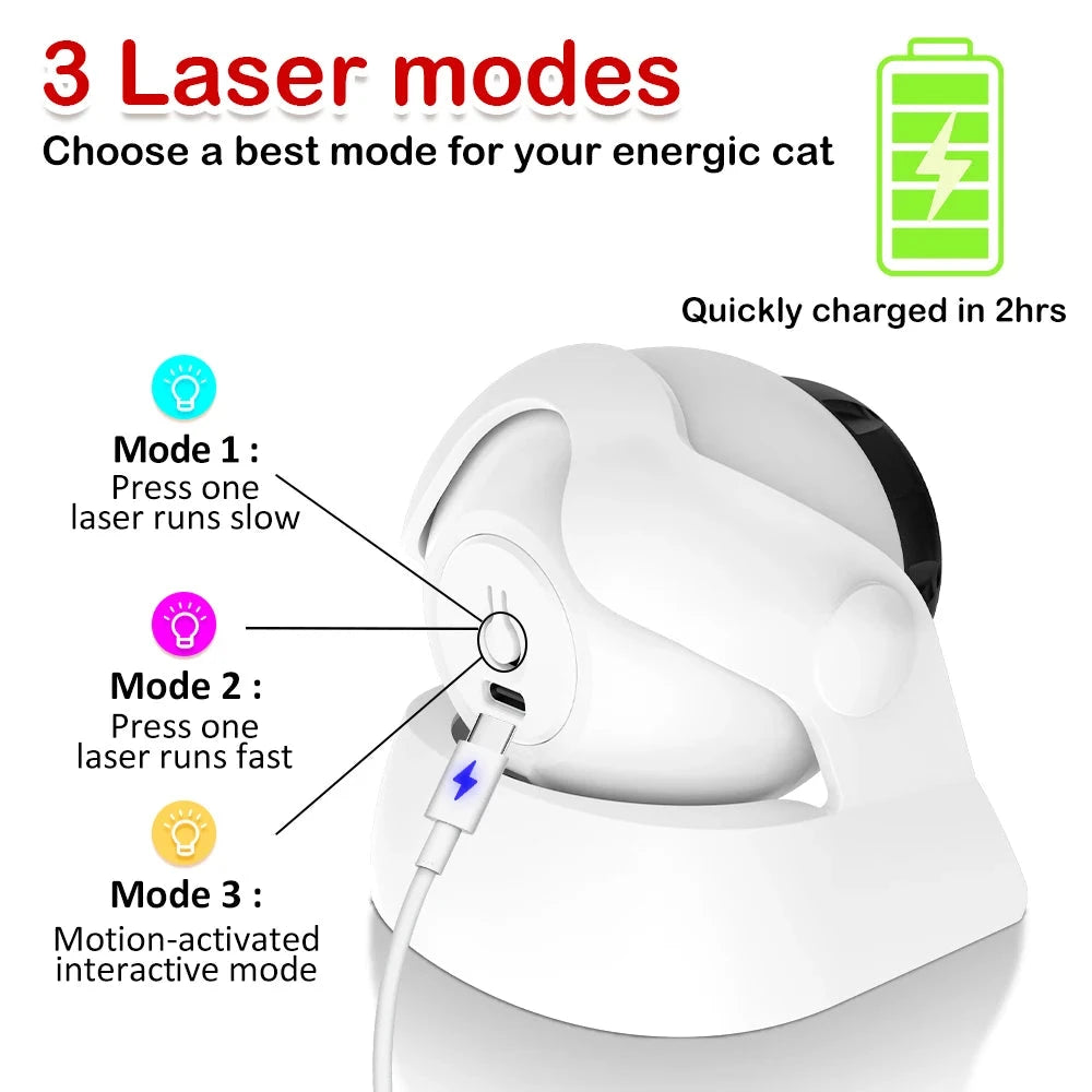 Cat Laser Toy Automatic Rechargeable Motion Random Activated Interactive Cat Toys for Indoor Cats/Dog/Kittne Slow and Fast Mode PAWN-SOME PETS